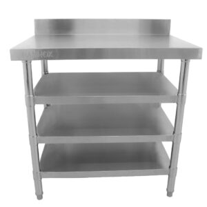 Brand New Stainless Steel 90cm Prep Table With Upstand and Under Shelf