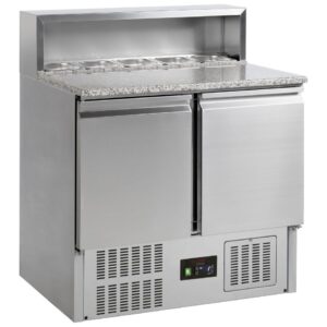 Brand New 2 Door Saladette Prep Fridge Marble Top