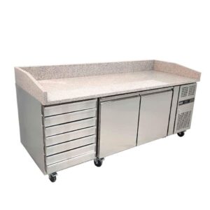 Brand New Diaminox 2 Door Bench Fridge With 7 Dough Drawers Marble Top