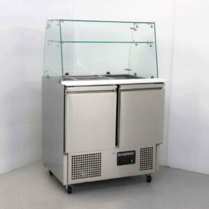 Brand New Diam 2 Door Saladette Prep Fridge Glass Canopy