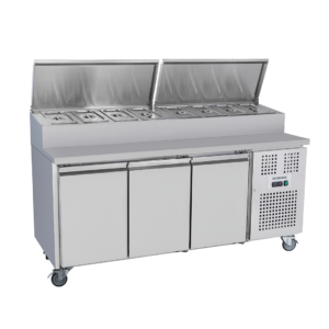 Brand New Diaminox Triple Door Saladette Bench Fridge With 8 x 1/3 Gastro Pans VPC180R-1